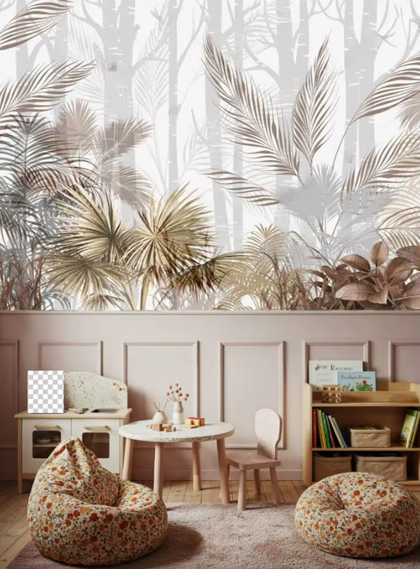 Papier Peint Mural Auto-Adhésif avec Feuille de Bananier Tropicale
