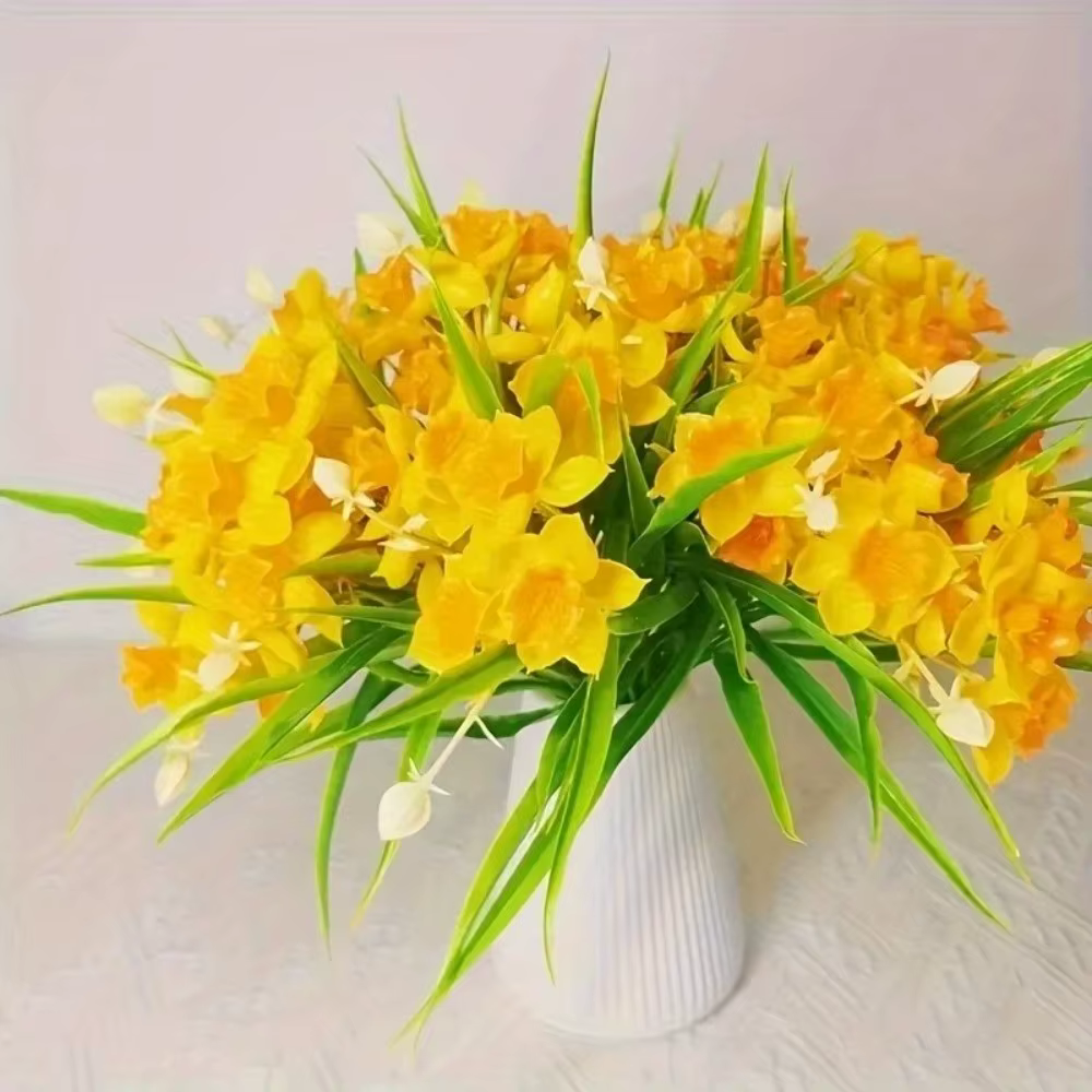 10 Têtes de Narcisses Artificiels Jaunes – Fleurs Réalistes pour DIY