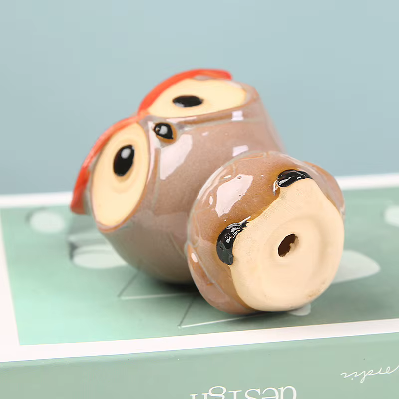Jolie jardinière en céramique en forme de hibou pour plantes succulentes