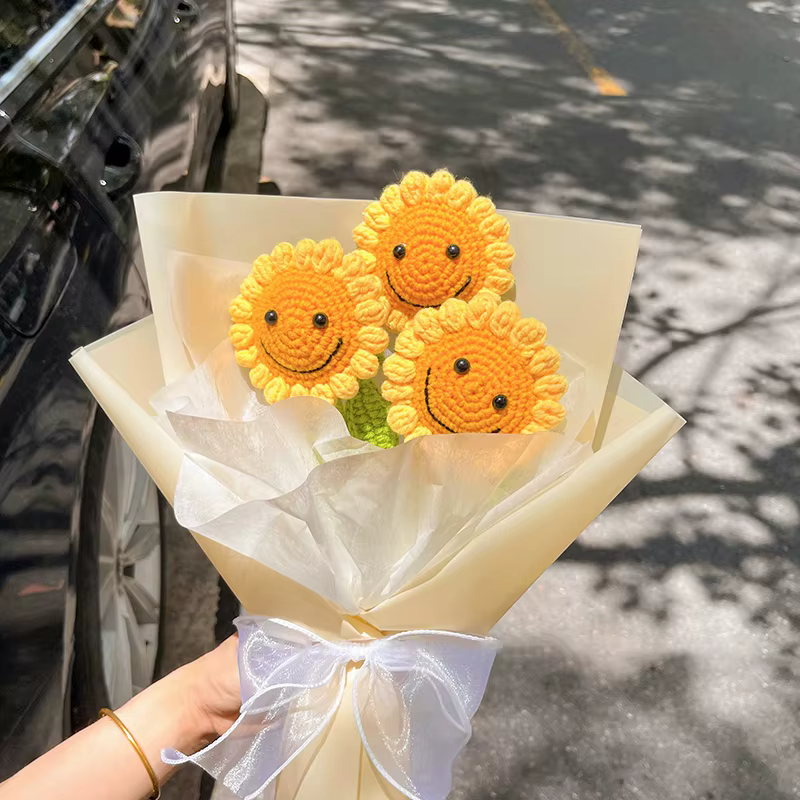 Fleur artificielle au Crochet de tournesol tissée à la main