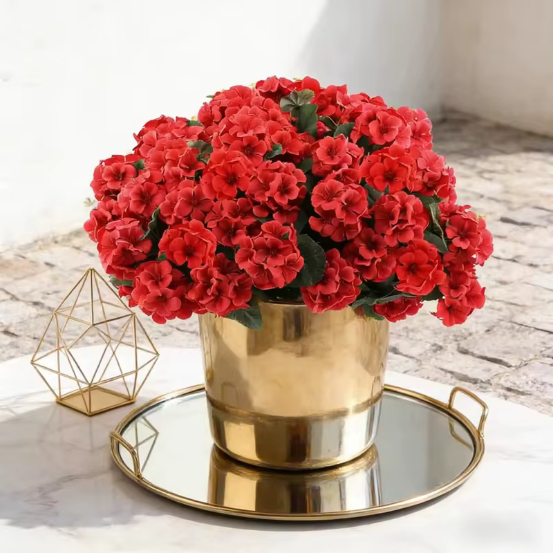 1/2 pièces de fleurs artificielles de géranium