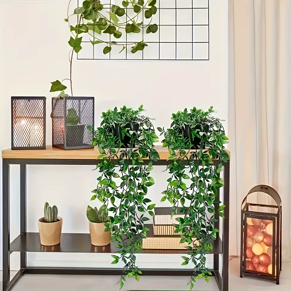 2 plantes suspendues Mandala vertes pour décoration intérieure et extérieure