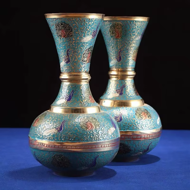 Vase Tibétain en Cuivre pour Décoration de Bureau