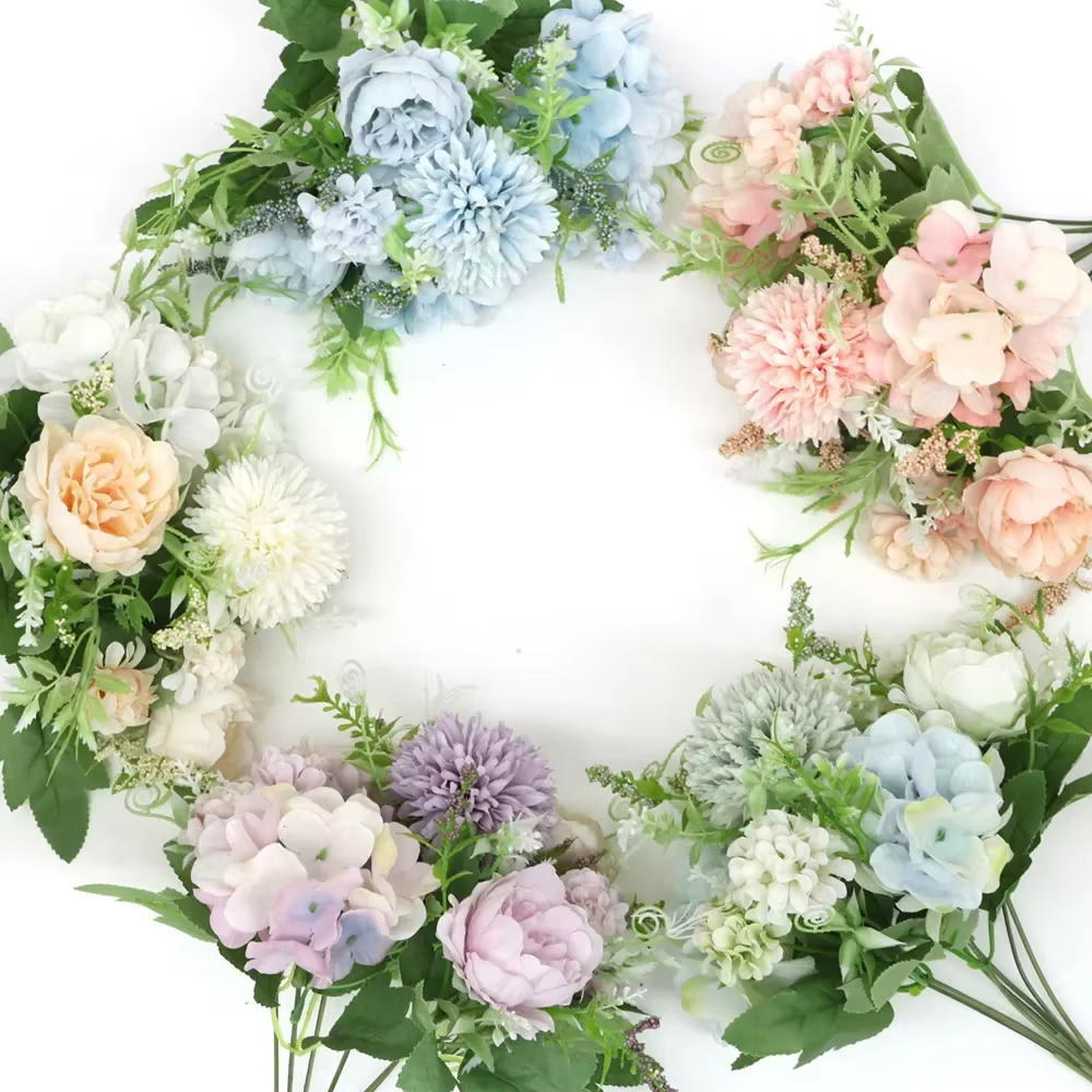 Bouquet de fleurs d'hortensia artificielles à 7 têtes