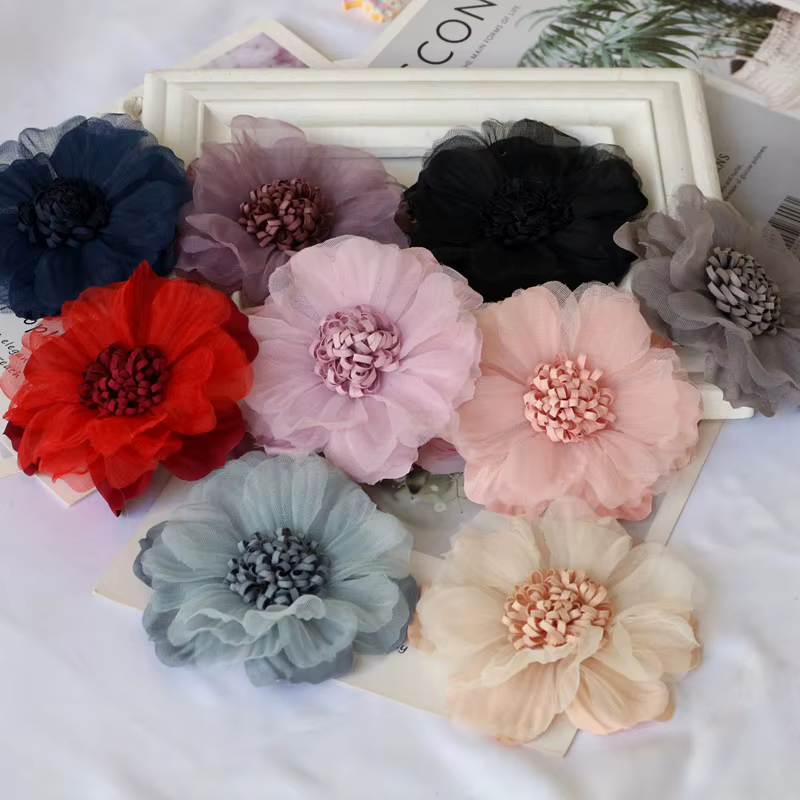 Grands fleurs en tissu faites à la main de 9CM