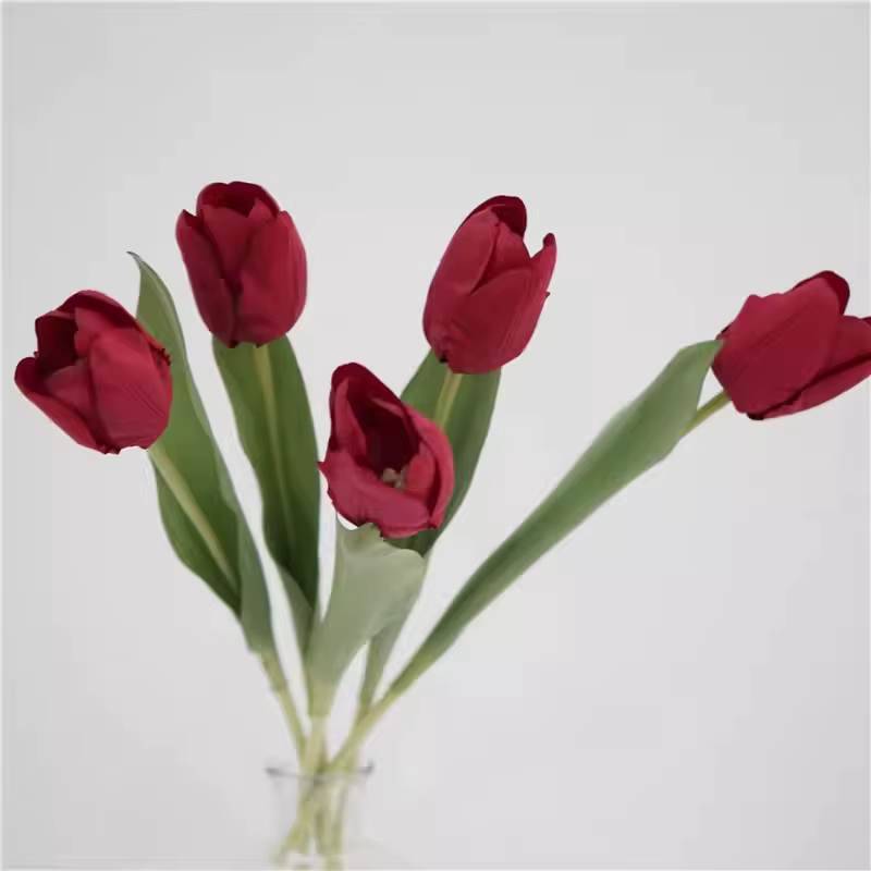 5 pièces, bouquet de tulipes en toucher réel