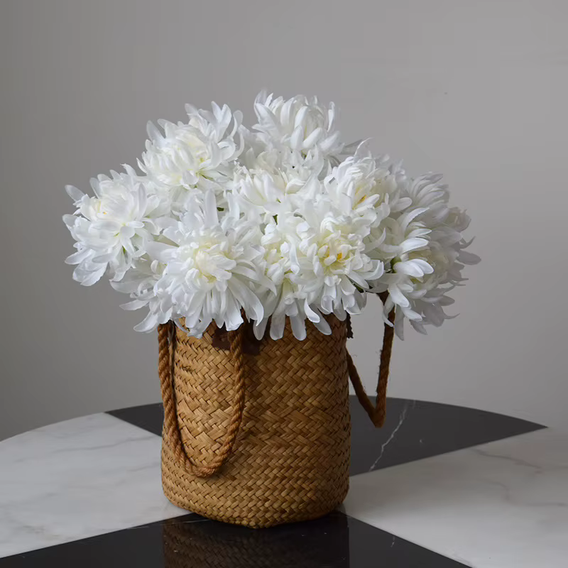 15/20 pièces de chrysanthèmes roses artificiels en forme de griffe de crabe pour mariage
